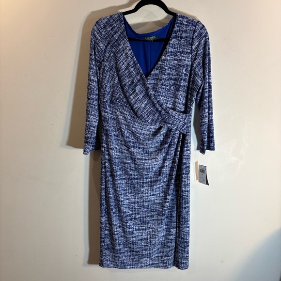 LAUREN RALPH LAUREN Sz 14 Jersey Knit 3/4 Sleeve Above the Knee Dress NEW - Picture 2 of 13